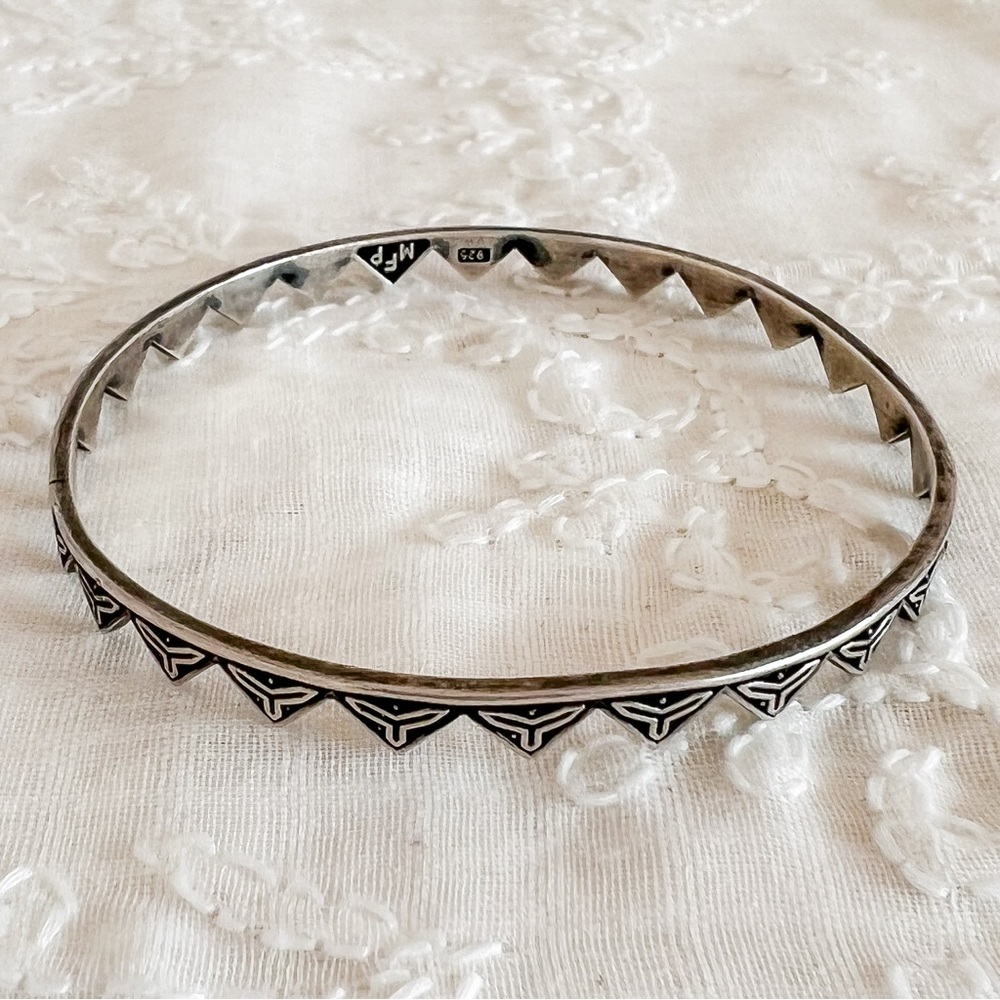 Bohemian Sterling Silver Bangle Bracelet